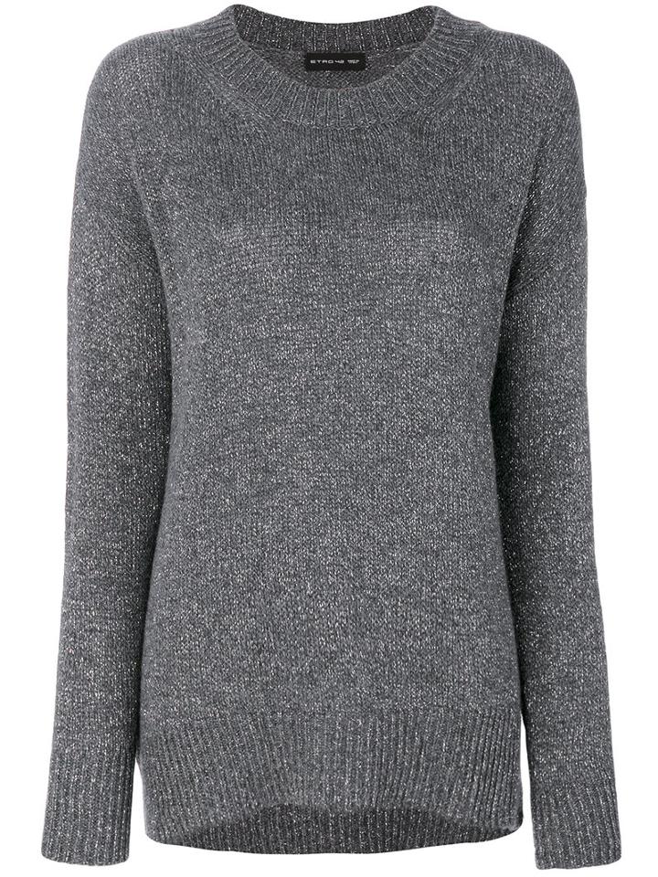 Etro - High Shine Flared Top - Women - Polyamide/viscose/cashmere/metallic Fibre - 42, Grey, Polyamide/viscose/cashmere/metallic Fibre