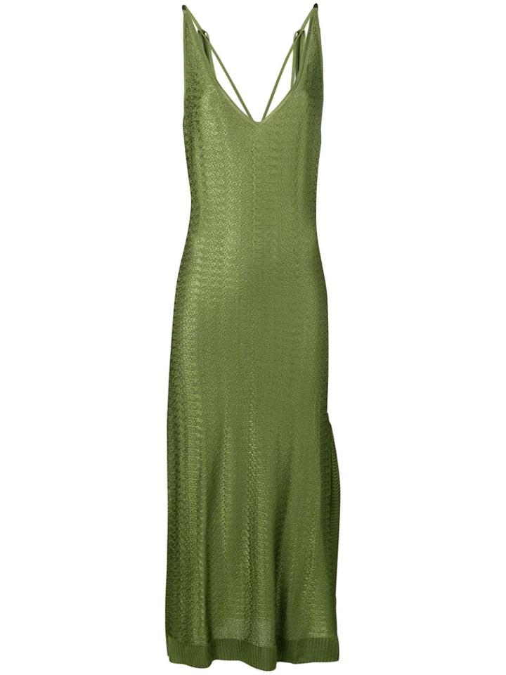 Esteban Cortazar Silky Knit Tie Shoulder Dress - Green
