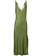 Esteban Cortazar Silky Knit Tie Shoulder Dress - Green