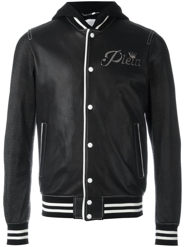 Philipp Plein 'troublemaker' Bomber Jacket, Men's, Size: Medium, Black, Viscose/calf Leather/cotton