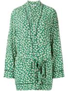 Ganni Dalton Floral Print Kimono Jacket, Women's, Size: 38, Green, Viscose Crepe