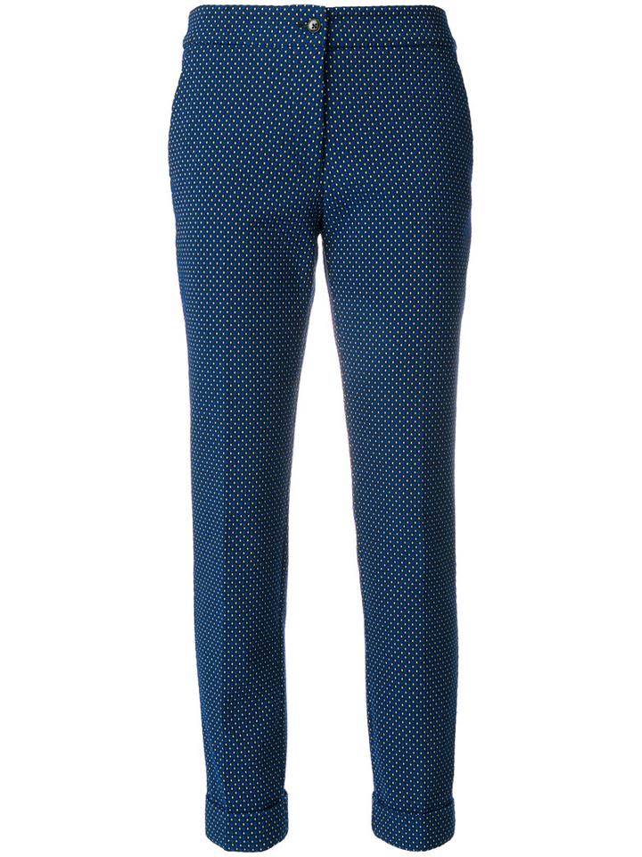 Etro - Embroidered Pants - Women - Cotton/polyamide/polyester/spandex/elastane - 38, Blue, Cotton/polyamide/polyester/spandex/elastane