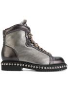 Santoni Metallic Lace-up Boots - Grey