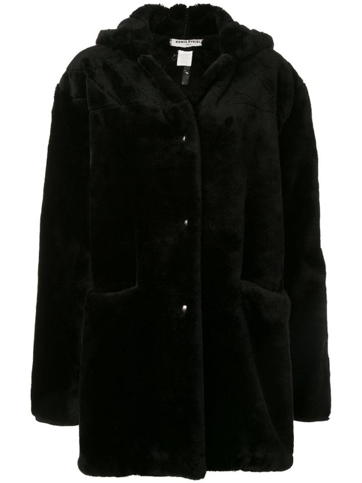 Sonia Rykiel Pre-owned Faux Fur Hooded Coat - Black