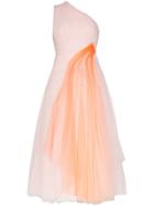 Carolina Herrera One-shoulder Two-tone Midi Gown - Pink