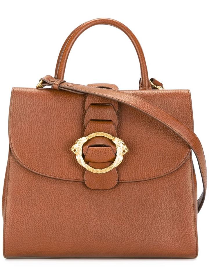 Roberto Cavalli Lion Buckle Tote