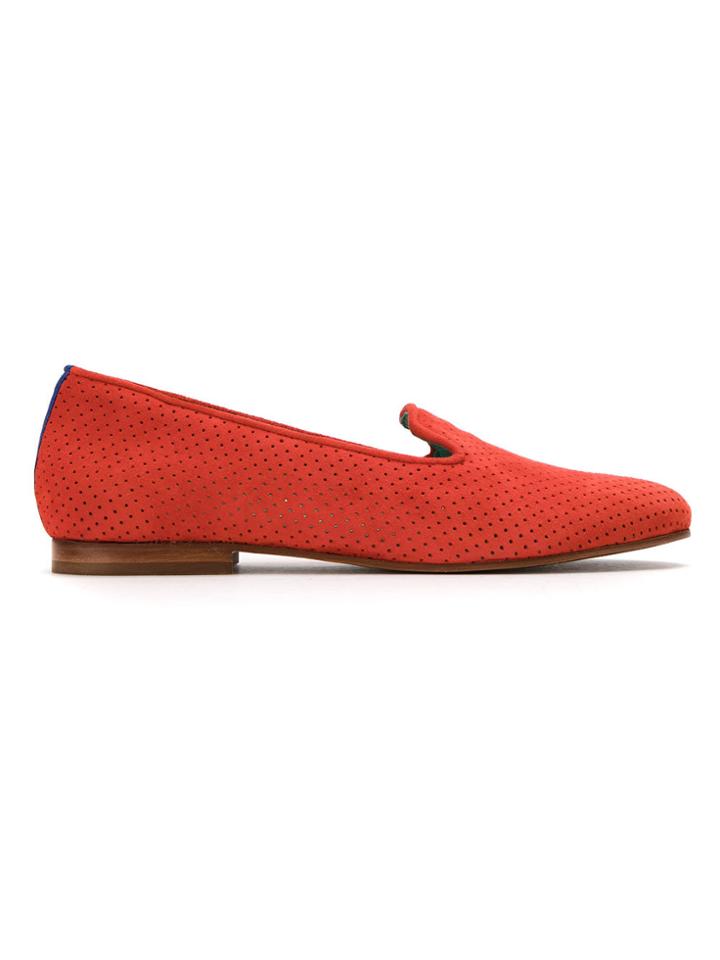 Blue Bird Shoes Perforated Suede Loafers - Yellow & Orange