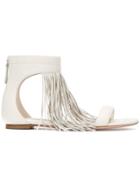 Alexander Mcqueen Fringed Flat Sandals - White