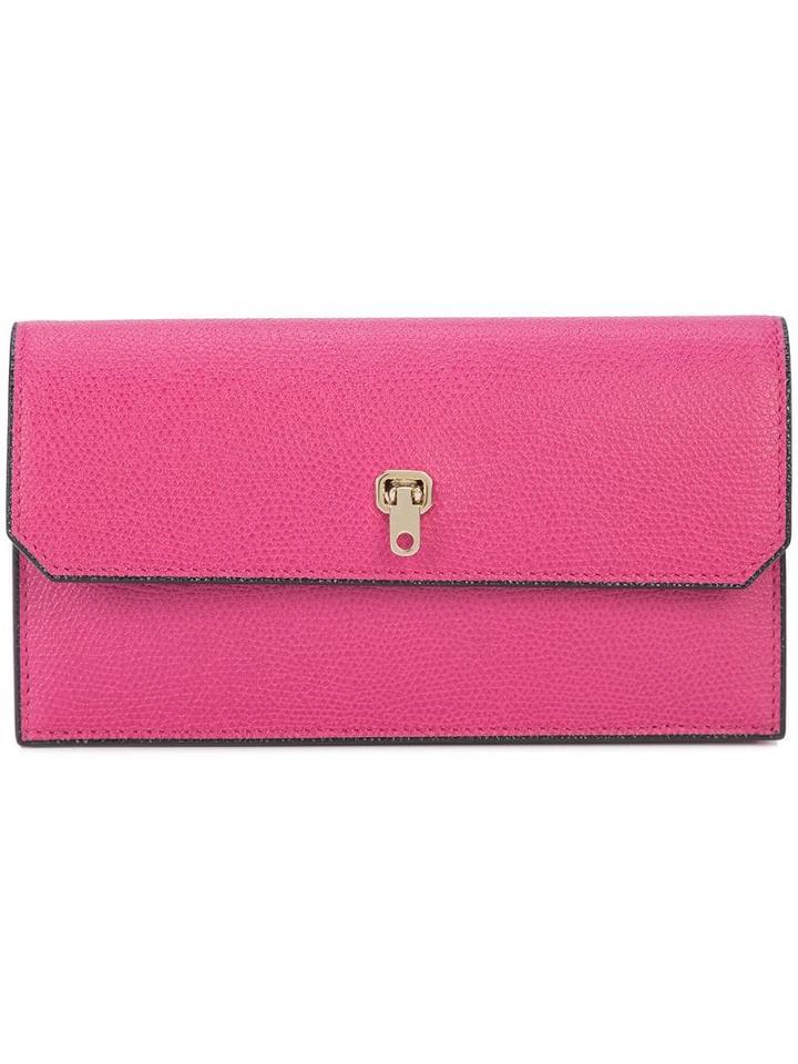Valextra Foldover Continental Wallet - Pink