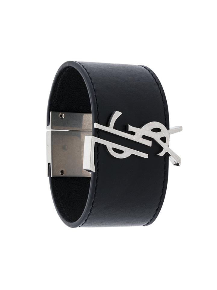 Saint Laurent Monogram Logo Bracelet - Black