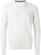 Brunello Cucinelli Cashmere V-neck Jumper, Men's, Size: 48, Nude/neutrals, Cashmere