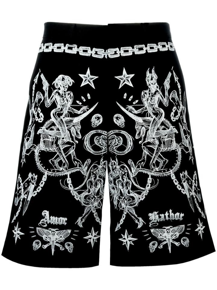 Givenchy Tattoo Print Bermuda Shorts - Black