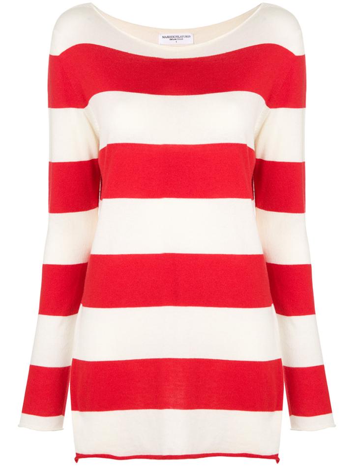 Majestic Filatures Striped Knitted Loose Top - Red