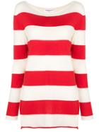 Majestic Filatures Striped Knitted Loose Top - Red