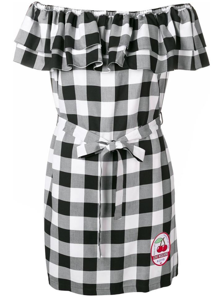 Love Moschino Checked Bardot Dress - Black