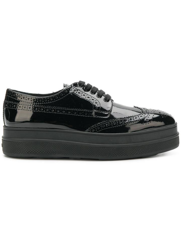 Prada Varnished Lace-up Shoes - Black