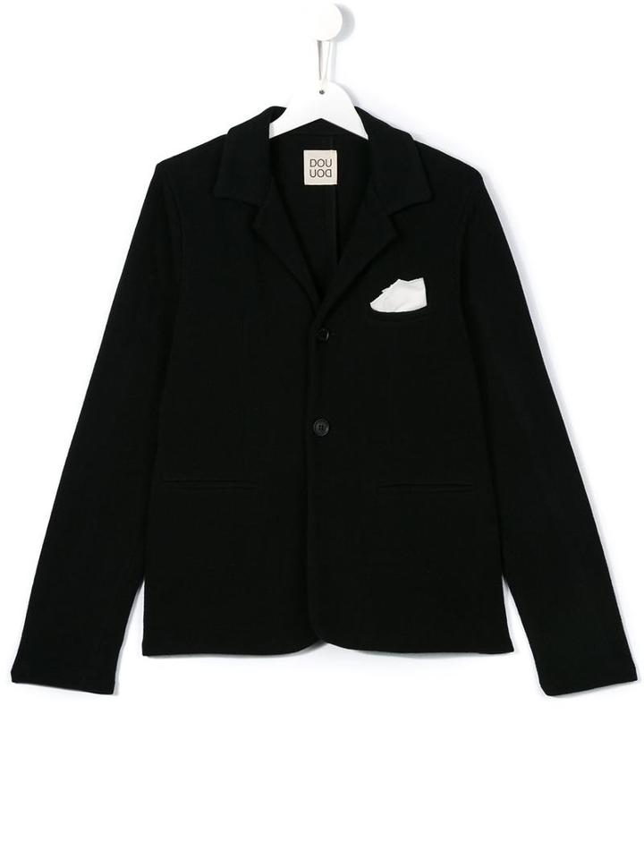 Douuod Kids Pocket Square Blazer, Girl's, Size: 14 Yrs, Black