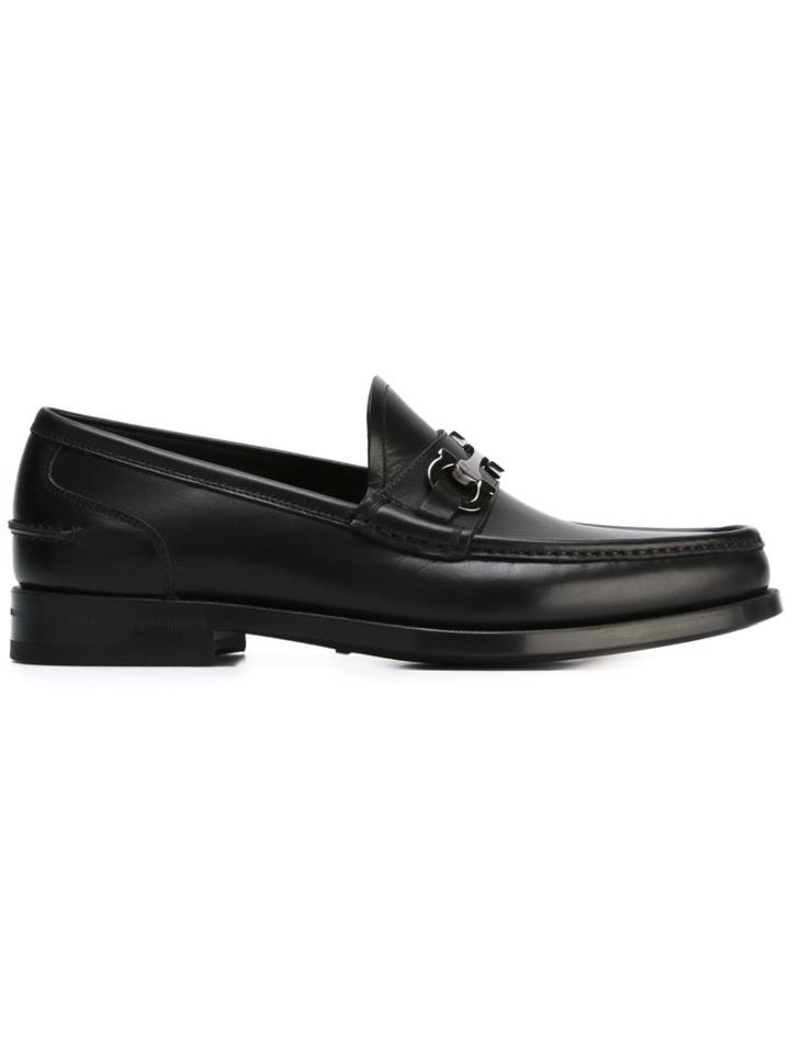 Salvatore Ferragamo Gancini Buckle Loafers, Men's, Size: 7, Black, Calf Leather/leather/rubber