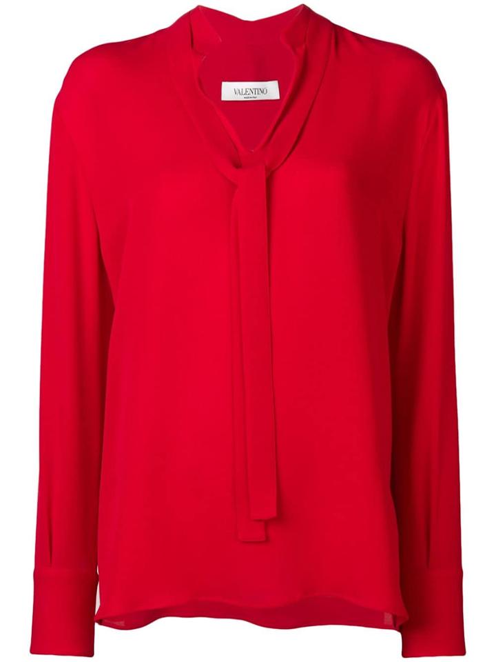 Valentino Pussy Bow Shirt - Red