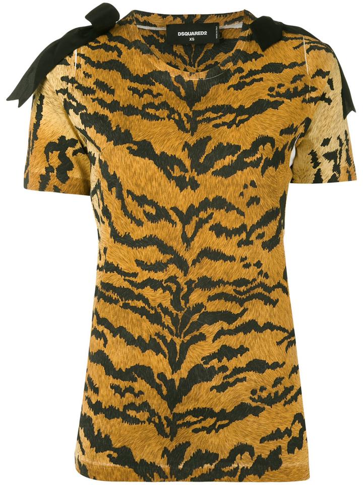 Dsquared2 - Leopard Print Top - Women - Cotton/polyester/viscose - M, Nude/neutrals, Cotton/polyester/viscose