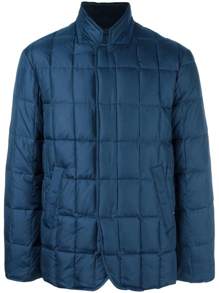 Armani Collezioni Padded Jacket, Men's, Size: 50, Blue, Calf Leather/feather Down/polyester