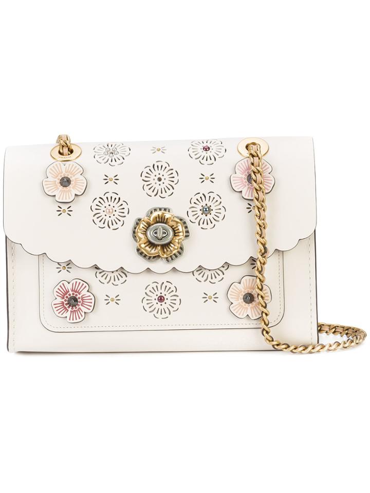 Coach Tea Rose Parker Shoulder Bag - White