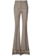 Vera Wang Checked Asymmetric Flared Trousers - Brown