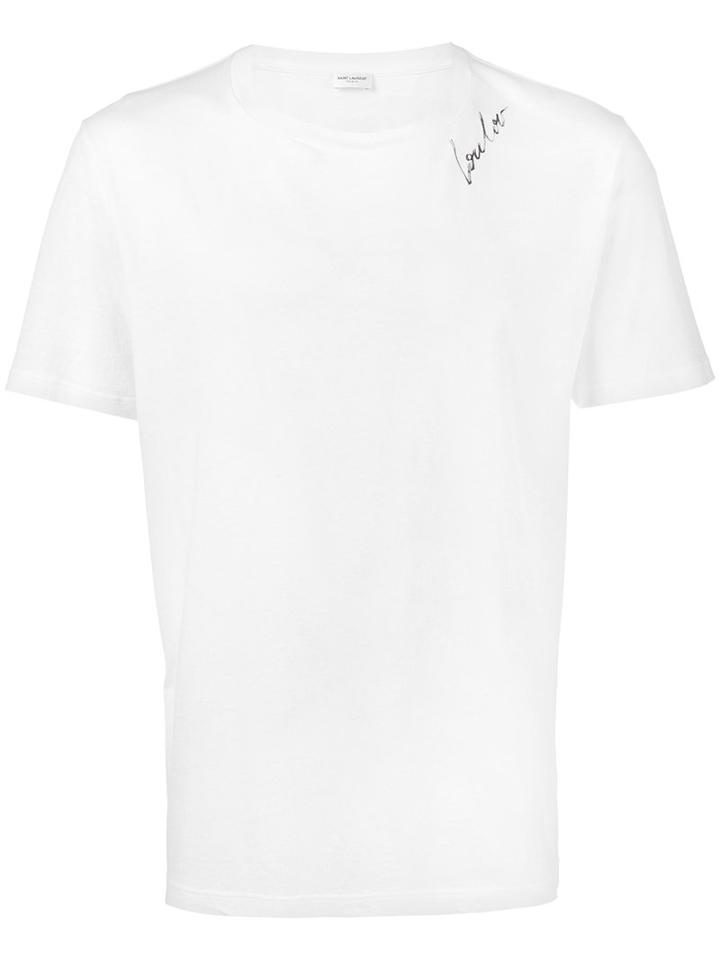 Saint Laurent - Signature Logo T-shirt - Men - Cotton - M, White, Cotton