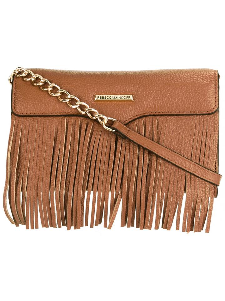 Rebecca Minkoff Removable Strap Fringed Clutch, Women's, Brown, Leather