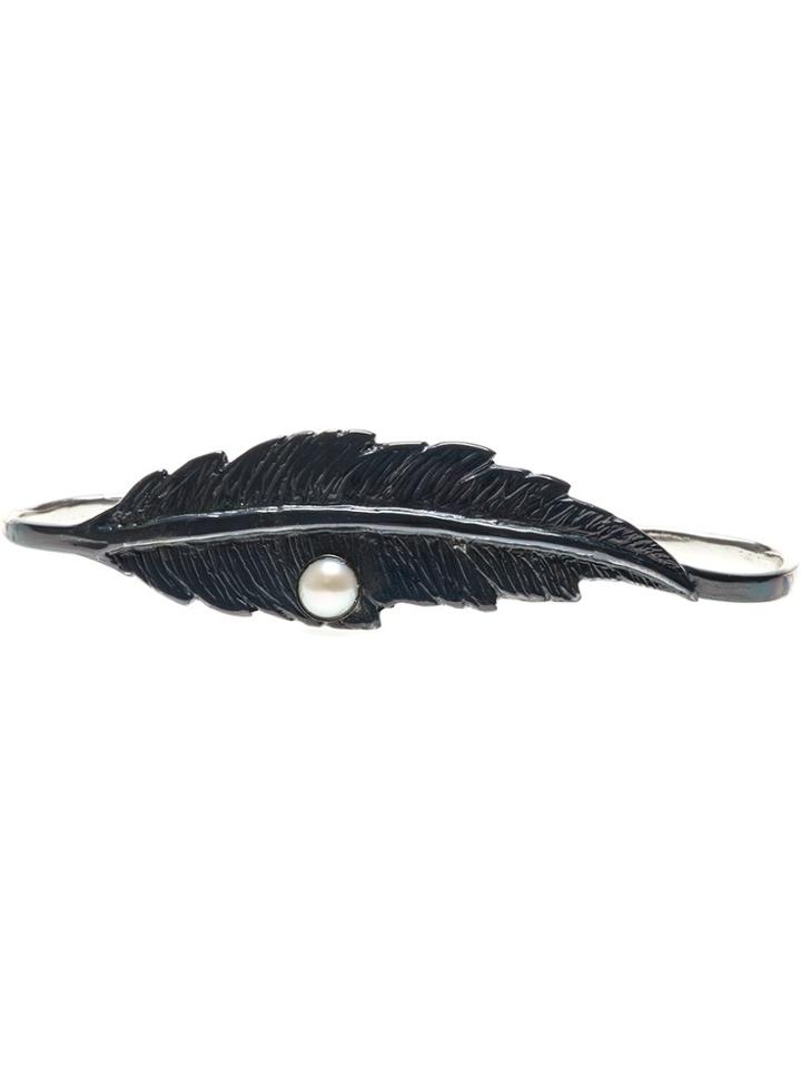 Leivankash Feather And Pearl Hand Bracelet - Black