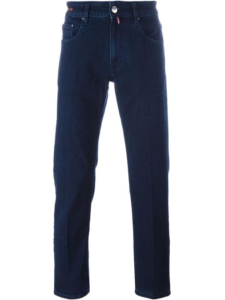 Pt05 Dark Wash Straight Jeans, Men's, Size: 31, Blue, Cotton/spandex/elastane
