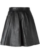 Jeremy Scott Leather Skirt, Women's, Size: 38, Black, Sheep Skin/shearling/polyester
