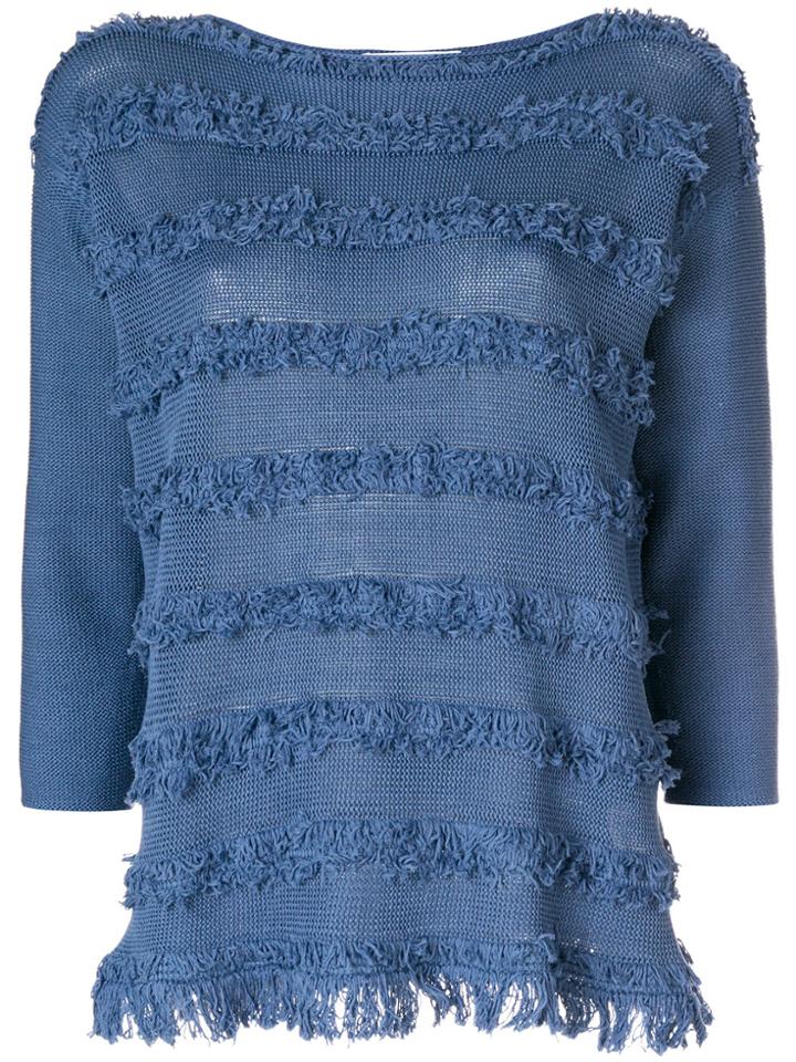 Fabiana Filippi Embroidered Fitted Top - Blue