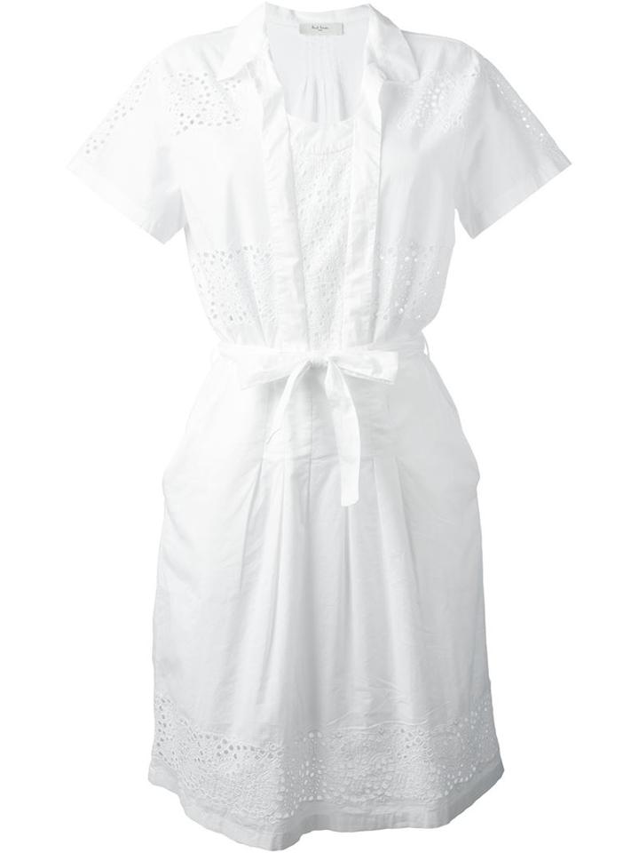 Paul Smith Red Ear Belted Broderie Anglaise Dress, Women's, Size: 42, White, Cotton