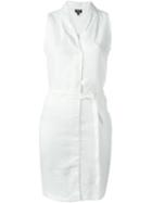 Armani Jeans Waist Belt Day Dress, Women's, Size: 42, White, Linen/flax