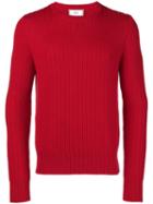 Ami Paris Ribbed Crew Neck Sweater - Red