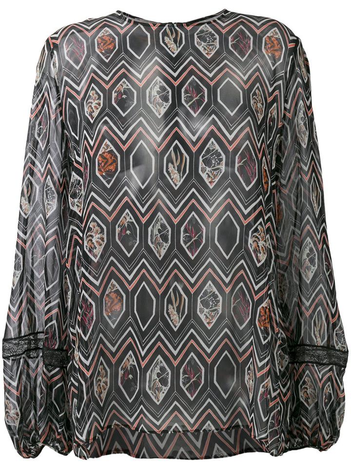 Giambattista Valli - Geometric Print Blouse - Women - Silk/polyamide/viscose - 48, Black, Silk/polyamide/viscose