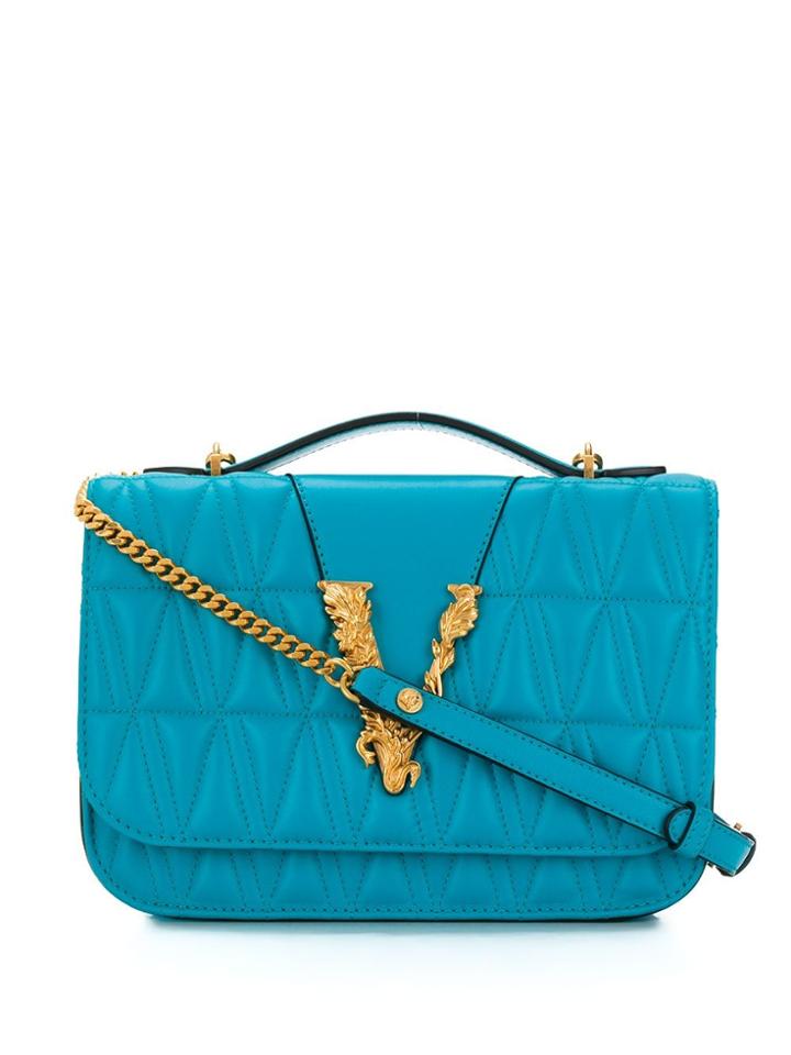 Versace Virtus Quilted Crossbody Bag - Blue
