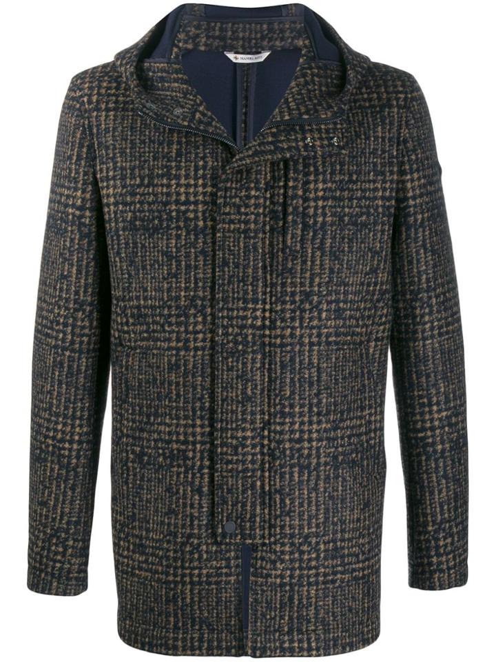 Manuel Ritz Glen Check Coat - Brown