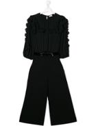 Elisabetta Franchi La Mia Bambina Teen Ruffle Trim Jumpsuit - Black