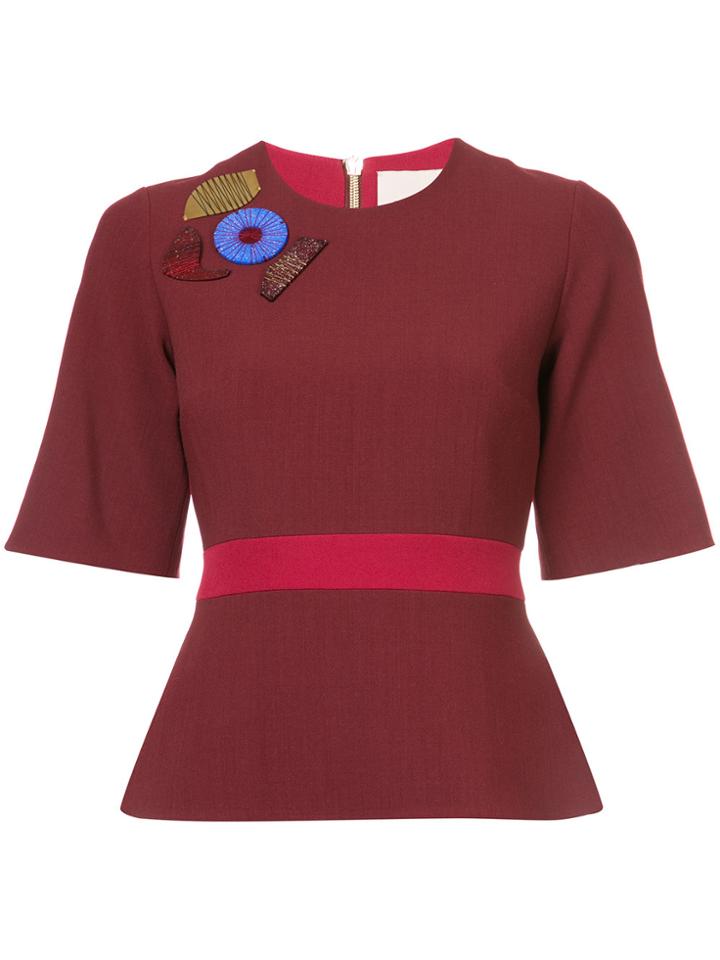 Roksanda Embellished Peplum Top - Red