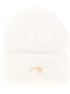 Versace Safety-pin Ribbed Beanie - White