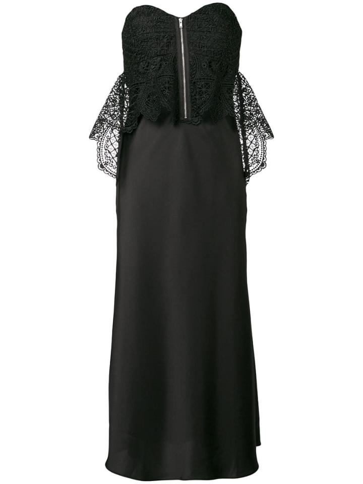 Self-portrait Lace Bodice Satin Dress - Black