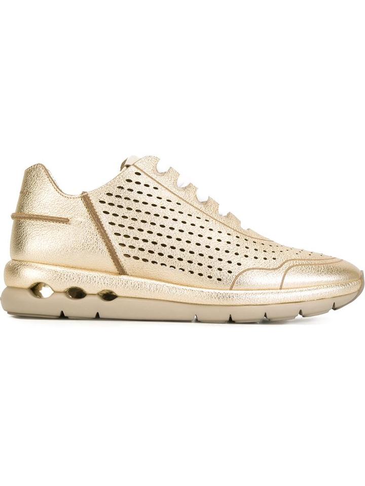 Salvatore Ferragamo Gil Sneakers, Women's, Size: 9.5, Grey, Leather/rubber