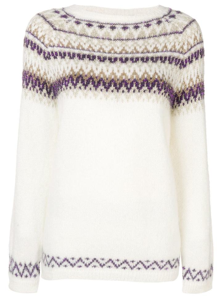 Liu Jo Patterned Knitted Jumper - White