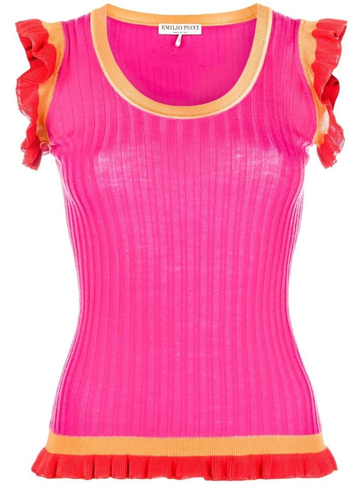 Emilio Pucci Contrast Frill-hem Vest - Pink