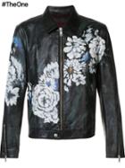 Alexander Mcqueen Floral Print Jacket, Men's, Size: 48, Black, Calf Leather/wool