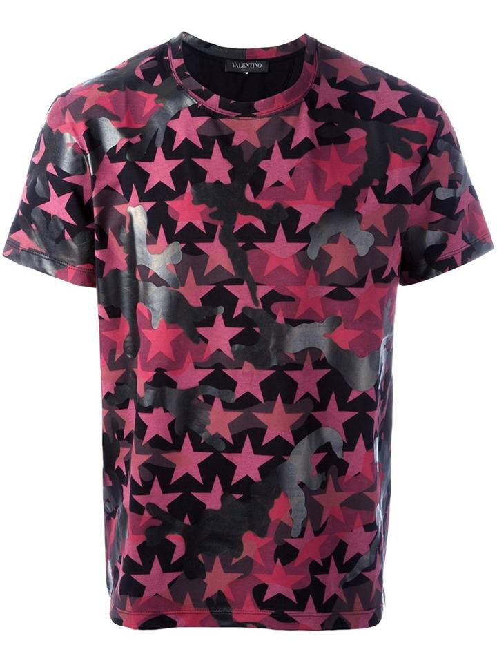 Valentino 'rockstud Camustars' T-shirt, Men's, Size: Large, Red, Cotton
