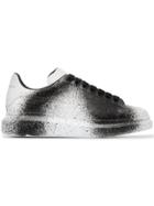 Alexander Mcqueen Black And White Sprayed Tint Print Leather Sneakers