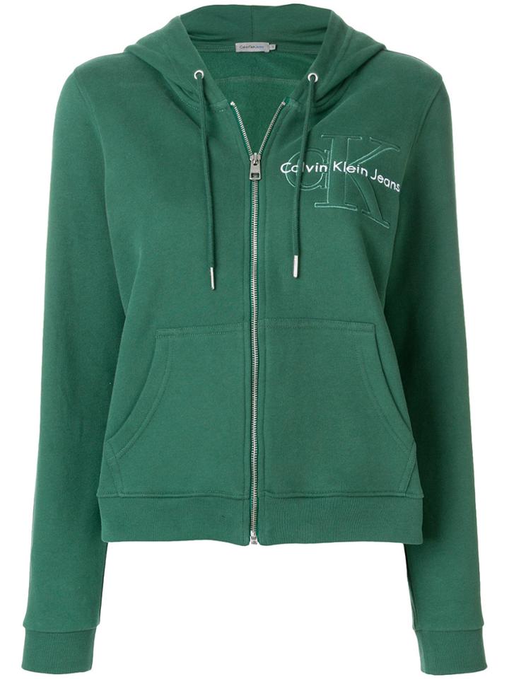 Calvin Klein Zipped Hoodie - Green